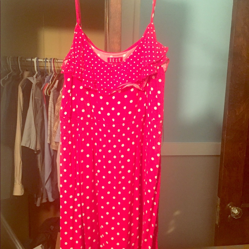 Red and white polka dot Elle dress.